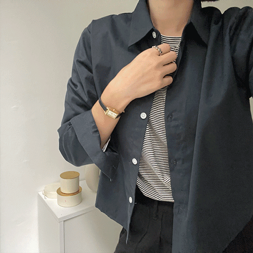 [8color 크롭!] 딥핑 탄탄핏 무지 세미 크롭 셔츠, 남방