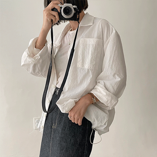[남녀공용/커플룩] 케미 오버핏 스트링 커플 셔츠 자켓, 바람막이