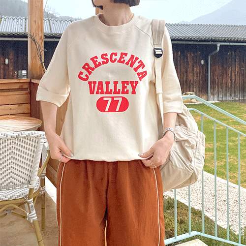 [반팔MTM] 빌라 레터링 래글런 나그랑 반팔 맨투맨 티셔츠
