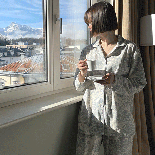 [촉감굿!] 오르 에스닉 패턴 소프트 스판 홈웨어 파자마 잠옷 set