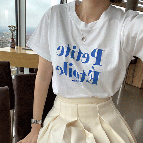 [기본핏/색감굿] 쁘띠 레터링 기본 반팔 티셔츠
